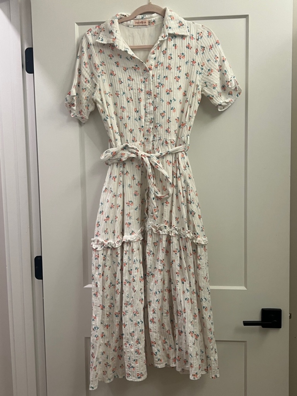 Ivy City Co-“Lola” Floral Button Front Dress w/ Tie Waist, Pockets – Size S